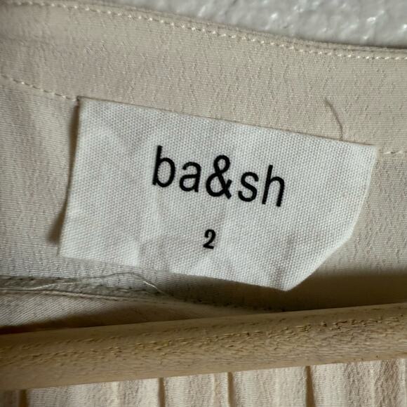 ba&sh Faro Cream Piped Trim V-Neck 3/4 Bell Sleeve Peplum Viscose Top Medium - Picture 14 of 14